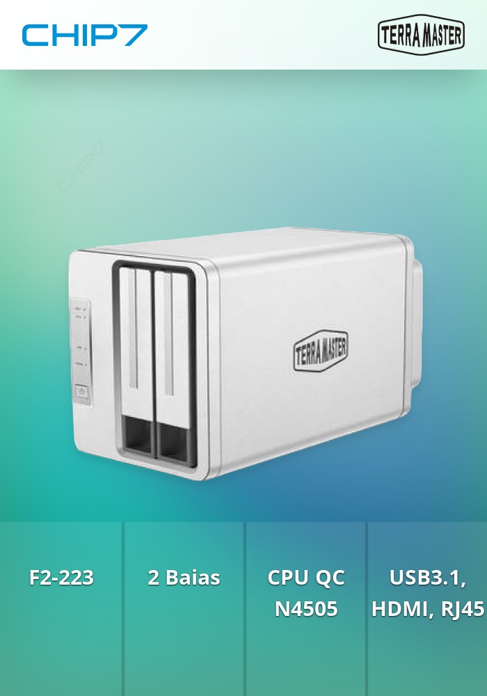 NAS TERRAMASTER F2-223 PARA 2 HDD 2X 2.5 GIGA LAN 2x USB | CHIP7