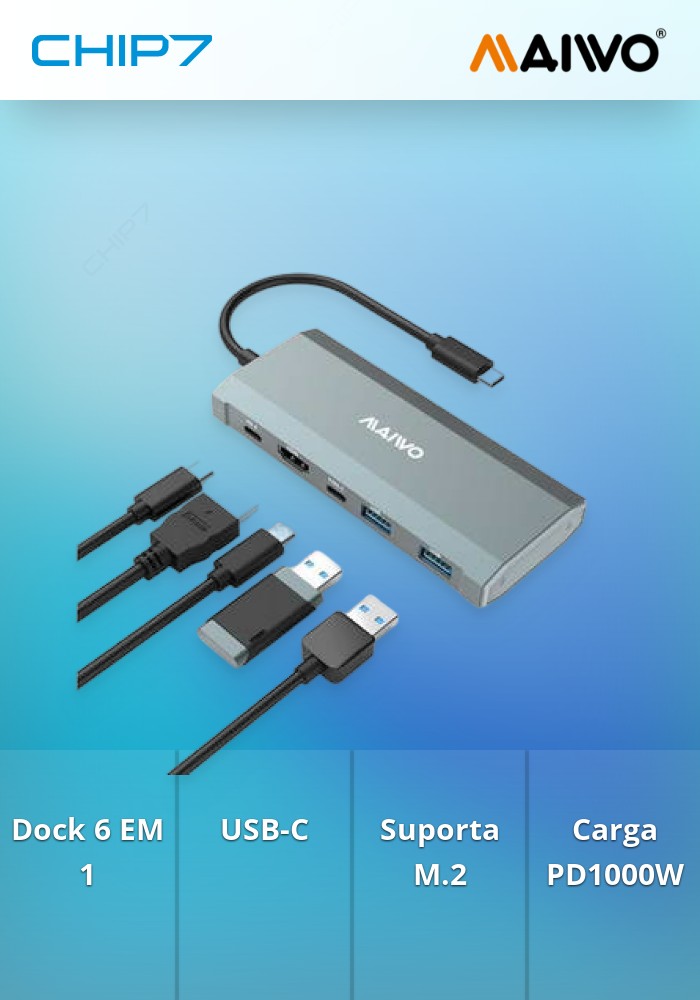 Docking Station Maiwo USB-C 6 EM 1 + M.2 NVME USB 3.2 GEN2