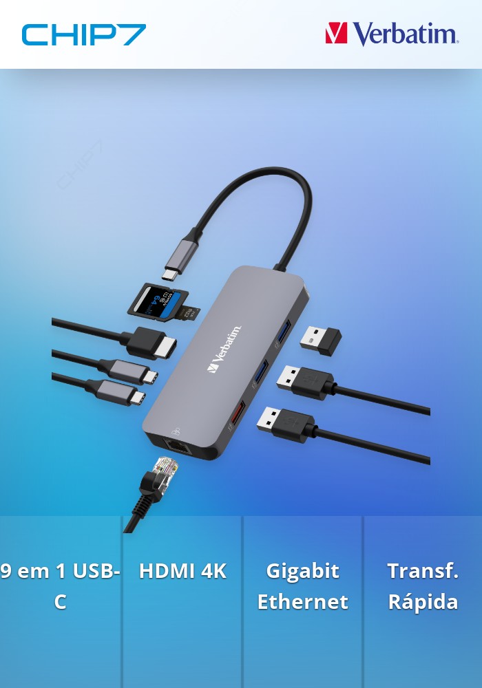 Hub multiporta Verbatim USB-C Pro 9 portas CMH-9 32152