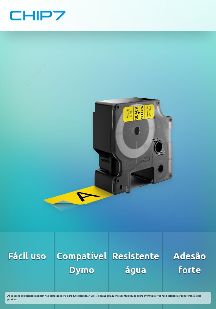 Fita Dymo D1 24mmX7M Preto Amarelo - S0720980 - 249930