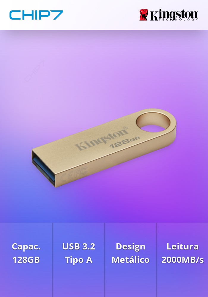 128GB Pen Drive Kingston DataTraveler SE9 G3 metal USB 3.2 Type-A 2.000R/1.000W