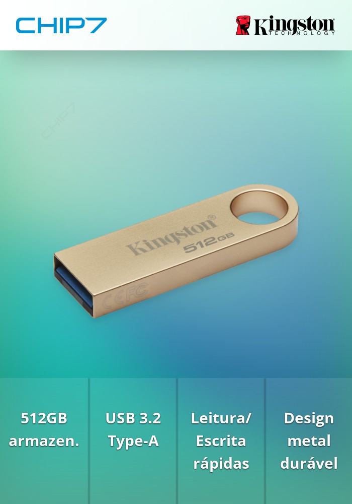 Pen Drive Kingston 512GB DataTraveler SE9 G3 metal USB 3.2 Type-A 2.000R/1.000W