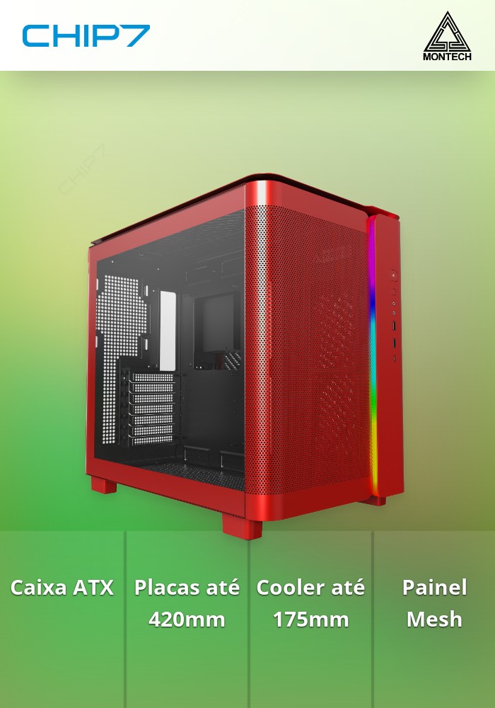 Caixa ATX Montech King 95 Vermelho