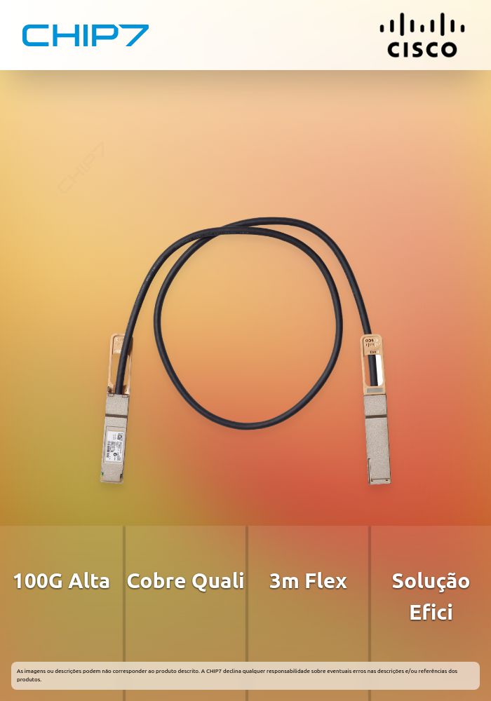 Cabo Twinax de cobre de conexão direta passiva compatível com Cisco QSFP-100G-CU3M de 3m