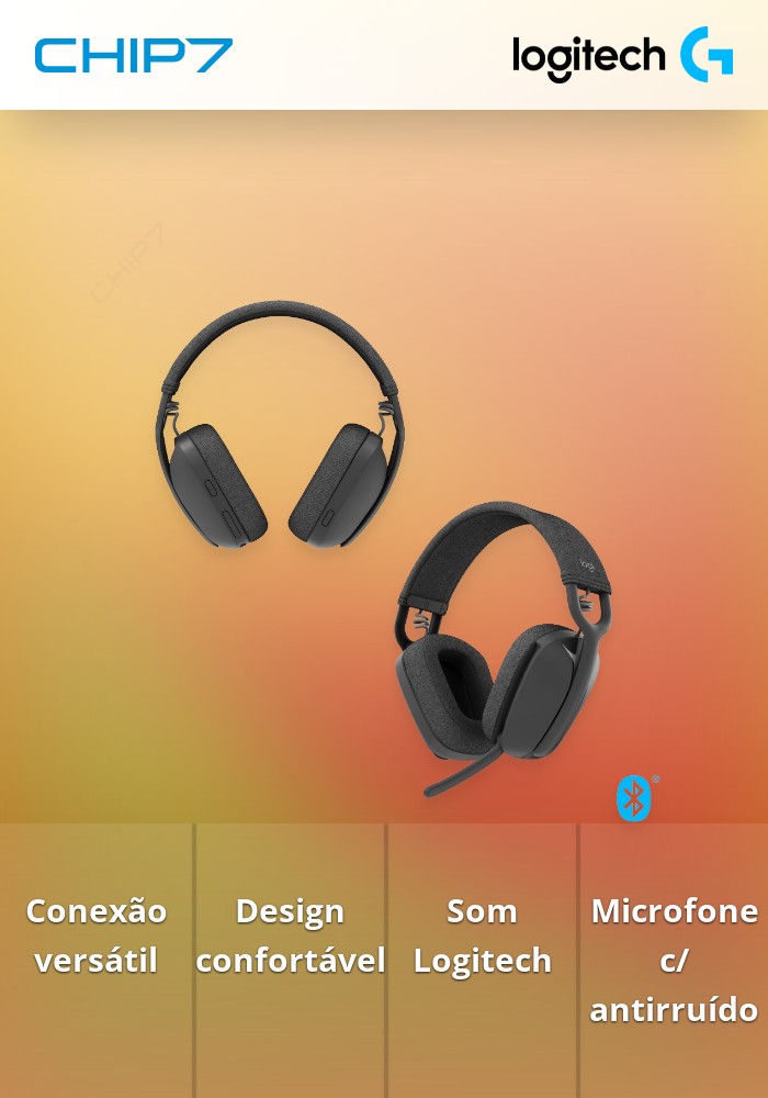 Headset Logitech Zone Vibe 100 Wireless/Bluetooth Preto