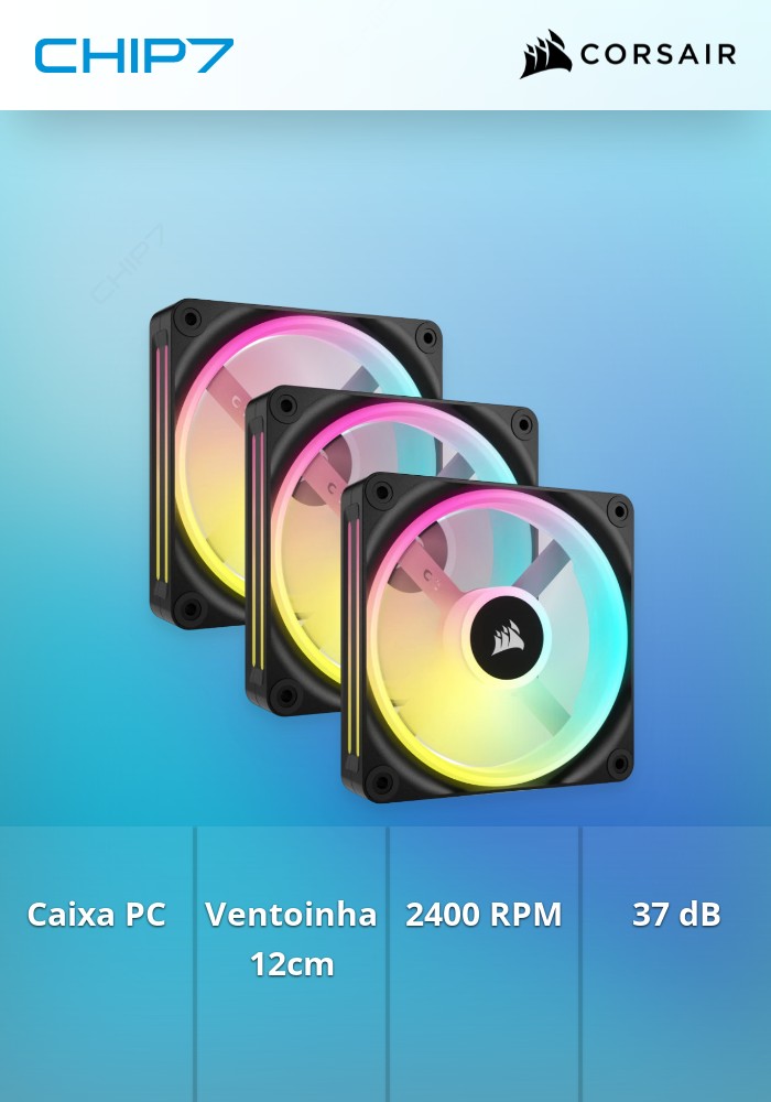 Ventoinha Corsair iCUE Link QX120 RGB PWM Preta 120mm (Pack