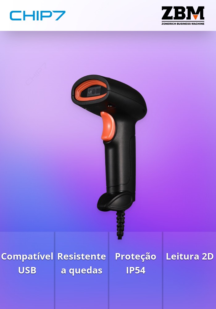 Leitor de Código de Barras ZONERICH 2D USB AntI Drop 1.5m IP54 - ZQ-S2D38