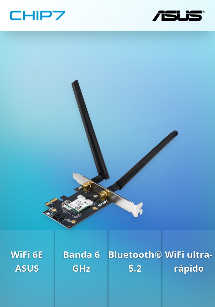 Placa de Rede Asus PCE-AXE5400 WiFi 6E + Bluetooth 5.2