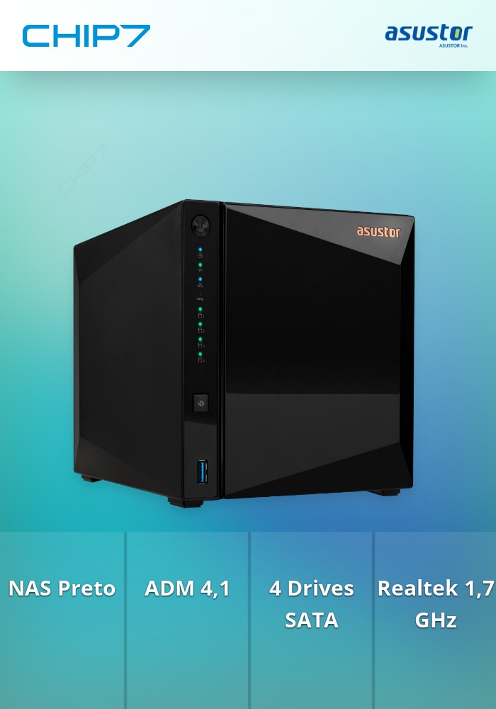 NAS Asustor Drivestor 4 Pro Gen2 AS3304T v2 - 4 Baías - 1.7