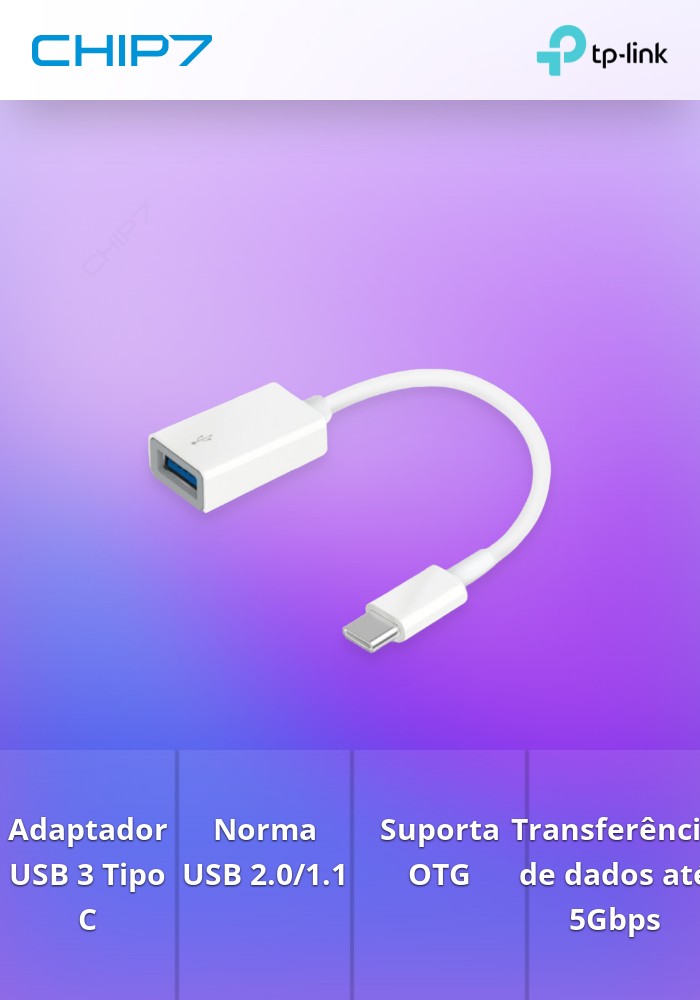 ADAPTADOR USB 3 TIPO C TIPO A (M/F), 3A, 15cm, PRETO - TP-Link UC430