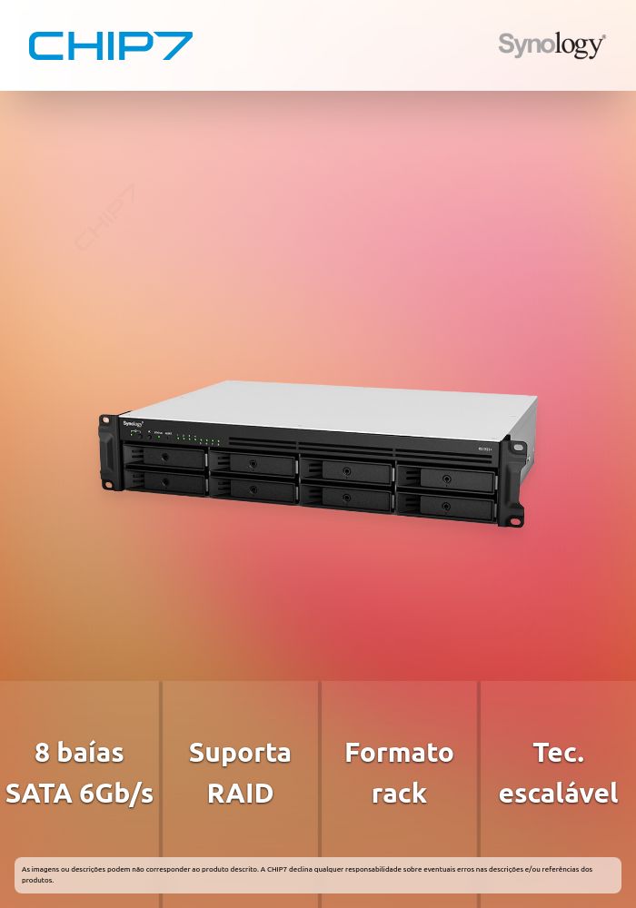 Servidor NAS Synology RackStation RS1221+ 8 baías SATA 6Gb/s RAID