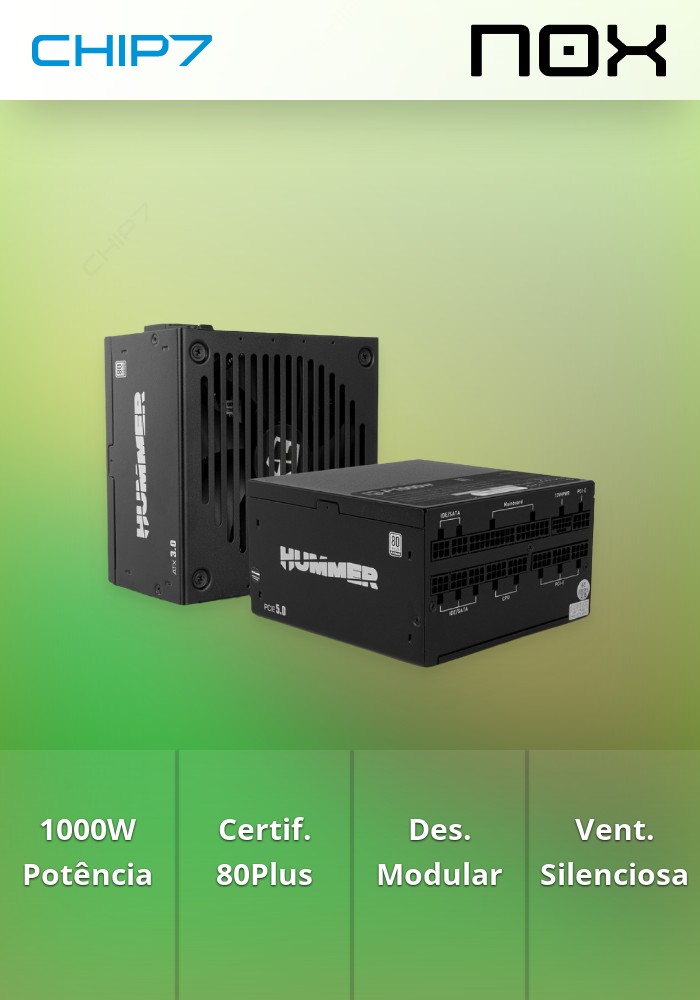 Fonte NOX Hummer X 1000W 80Plus Gold Modular