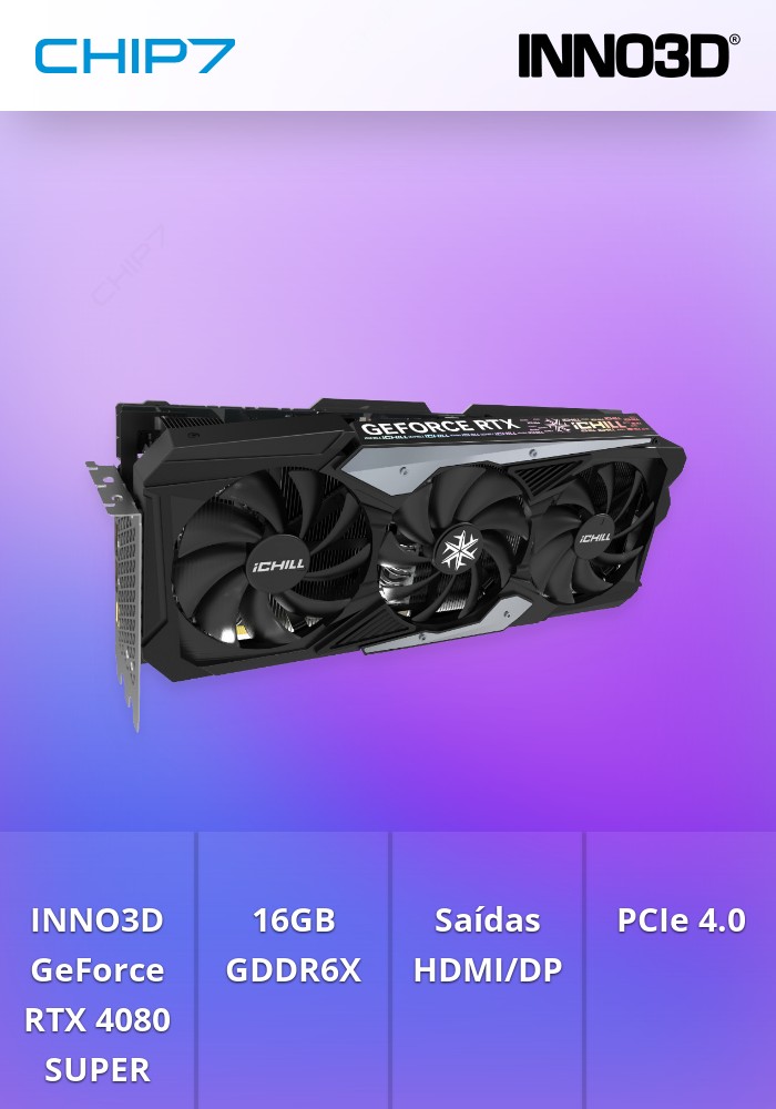 PLACA GRAFICA INNO3D NVD RTX 4080 SUPER ICHILL X3 16GB GDDR6X 1x HDMI 3x DP