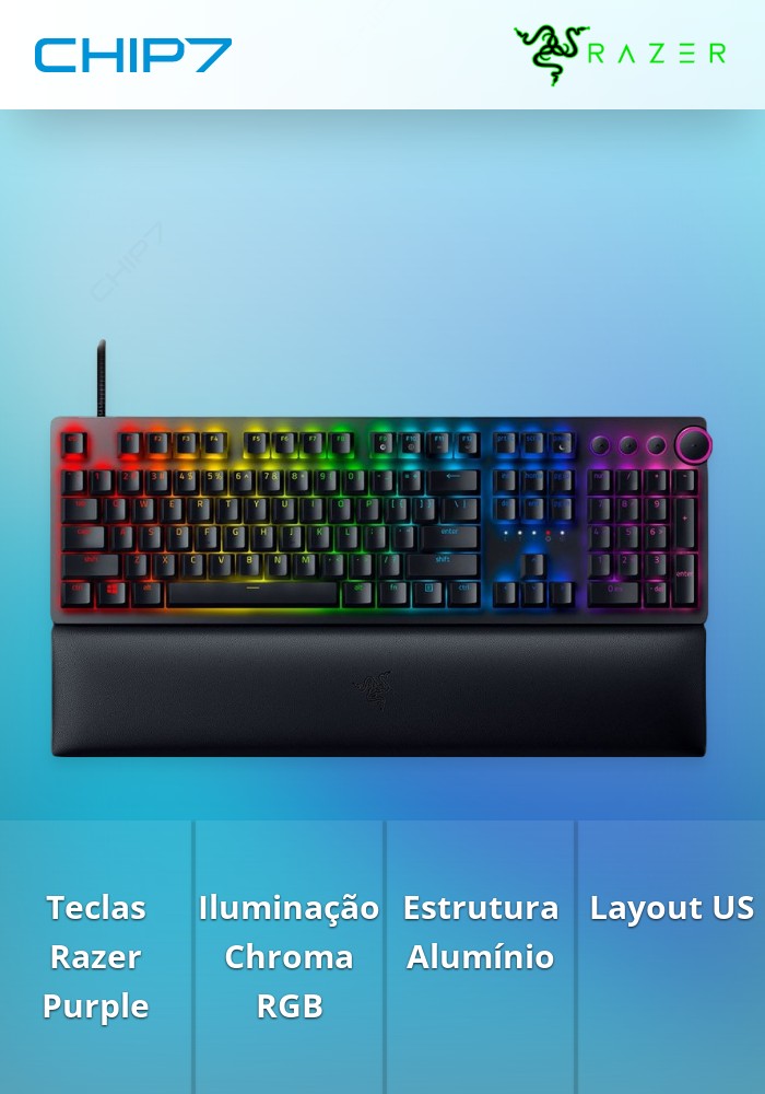 Teclado Razer Huntsman V2 RGB Purple Switch (US) Preto