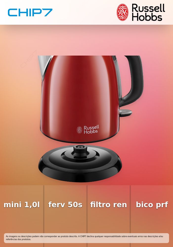 Jarro Elétrico Russell Hobbs Mini 1Lt Vermelho - 24992-70