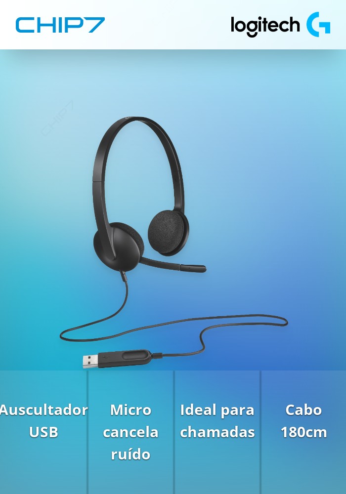 Headset Logitech H340 Stereo USB Preto