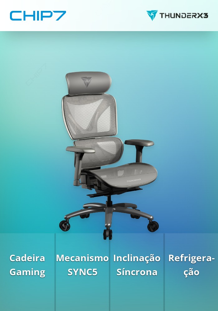 Cadeira Gaming Ergonomica ThunderX3 XTC - Cinza