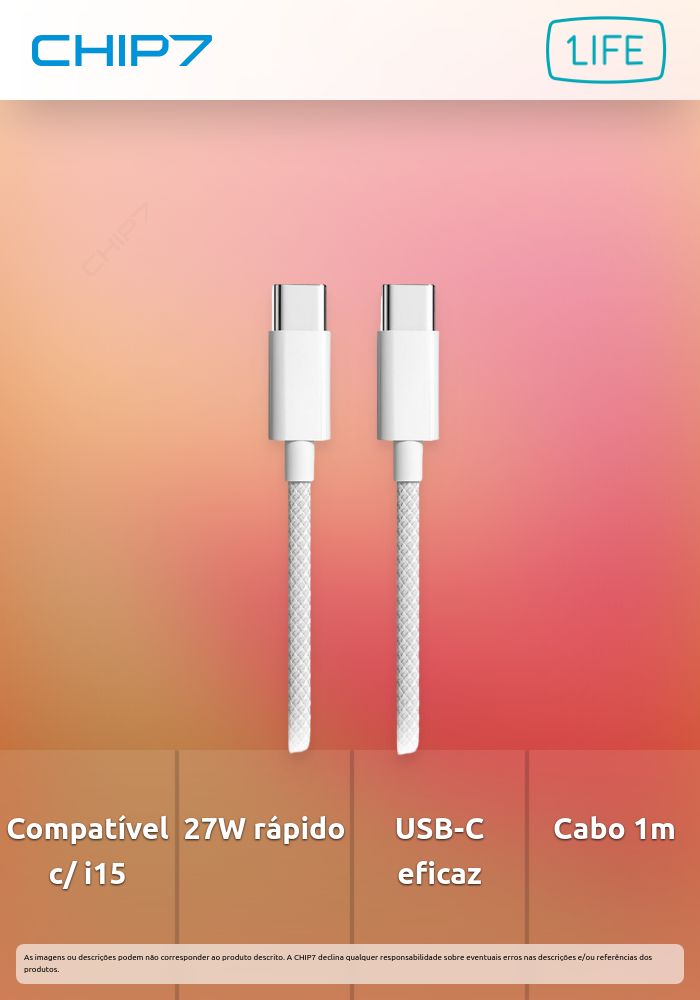 1Life cabo USB-C iPhone 15 27W 1m