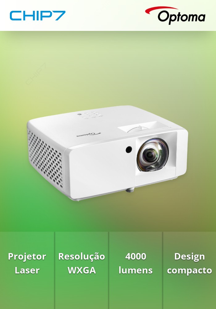 Projetor LASER OPTOMA ZW350ST WXGA 4000 Lumens Branco