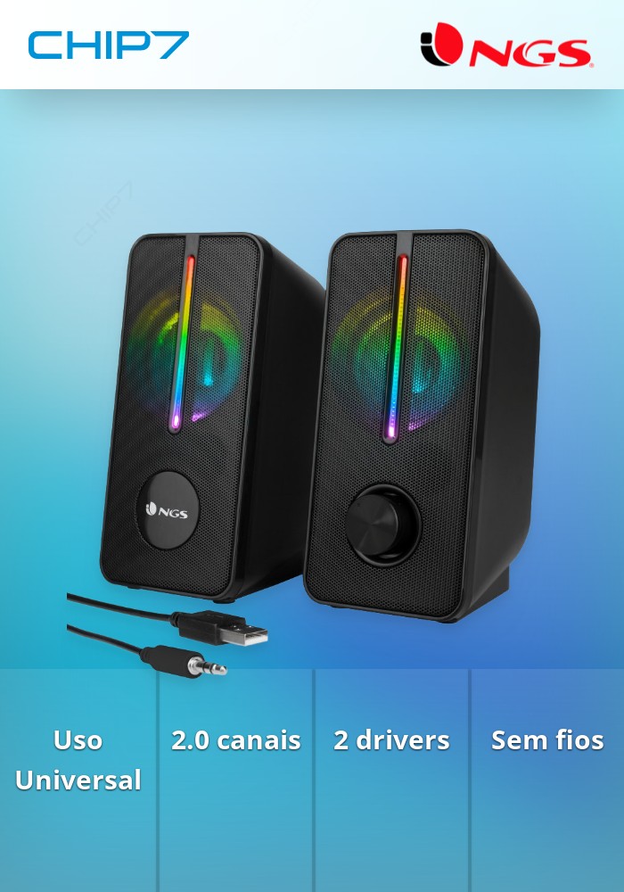 NGS COLUNAS GAMING 2.0 RGB LIGHTS USB