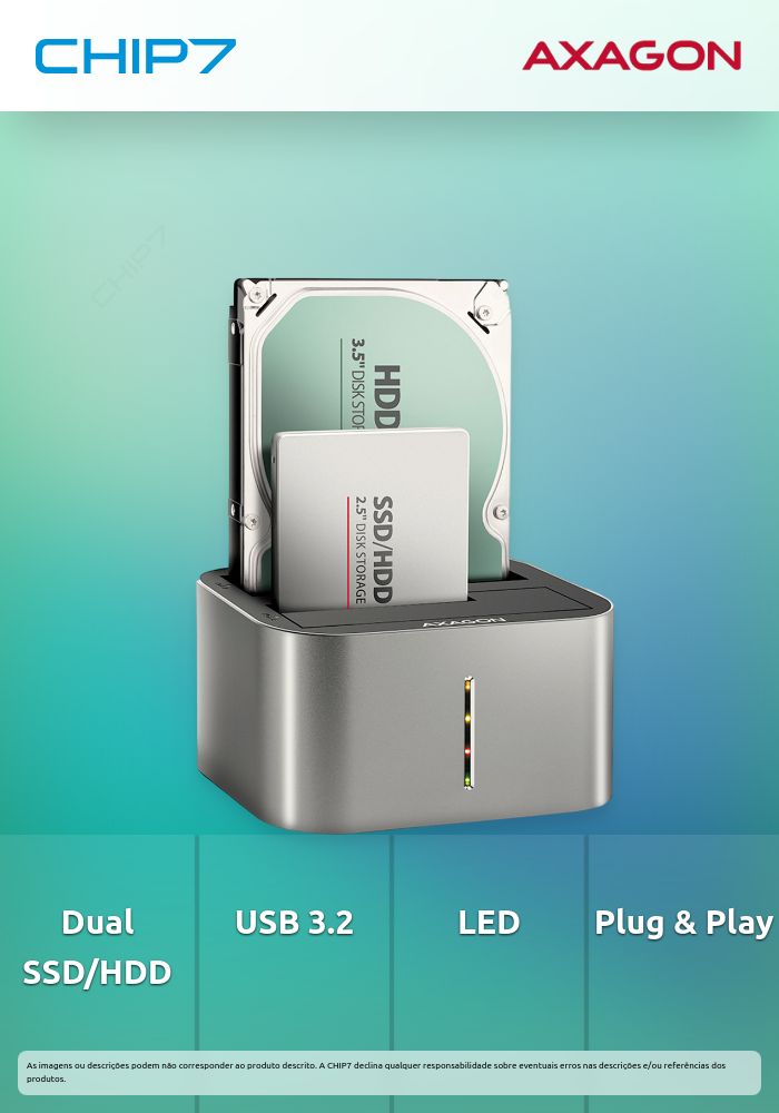 Docking Station Axagon CLONE DUO HDD ASMedia ADSA-DC USB 3.2 Gen 1