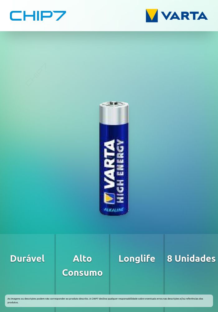 8 PILHAS LONGLIFE POWER VARTA AAA 4903121418