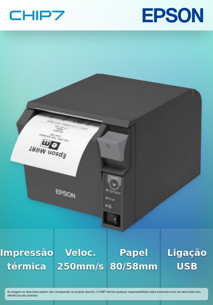 TM-T70II SERIE+USB (Preto) - Impressão térmica, tipo de papel: talão