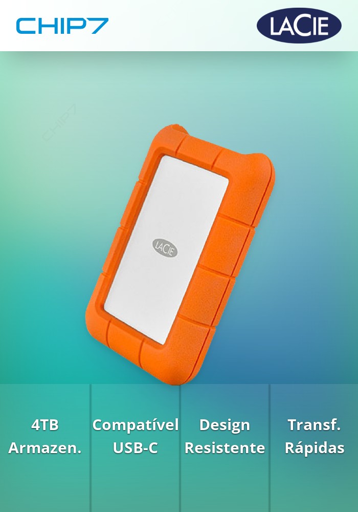 4TB HDD Disco Externo LaCie Rugged USB-C USB 3.1 Gen 1