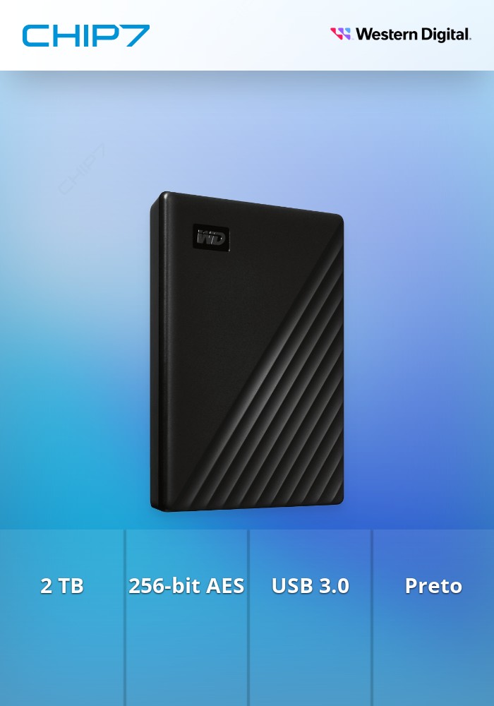 2TB HDD Disco Externo Western Digital My Passport WDBYVG0020BBK USB 3.2 Gen 1