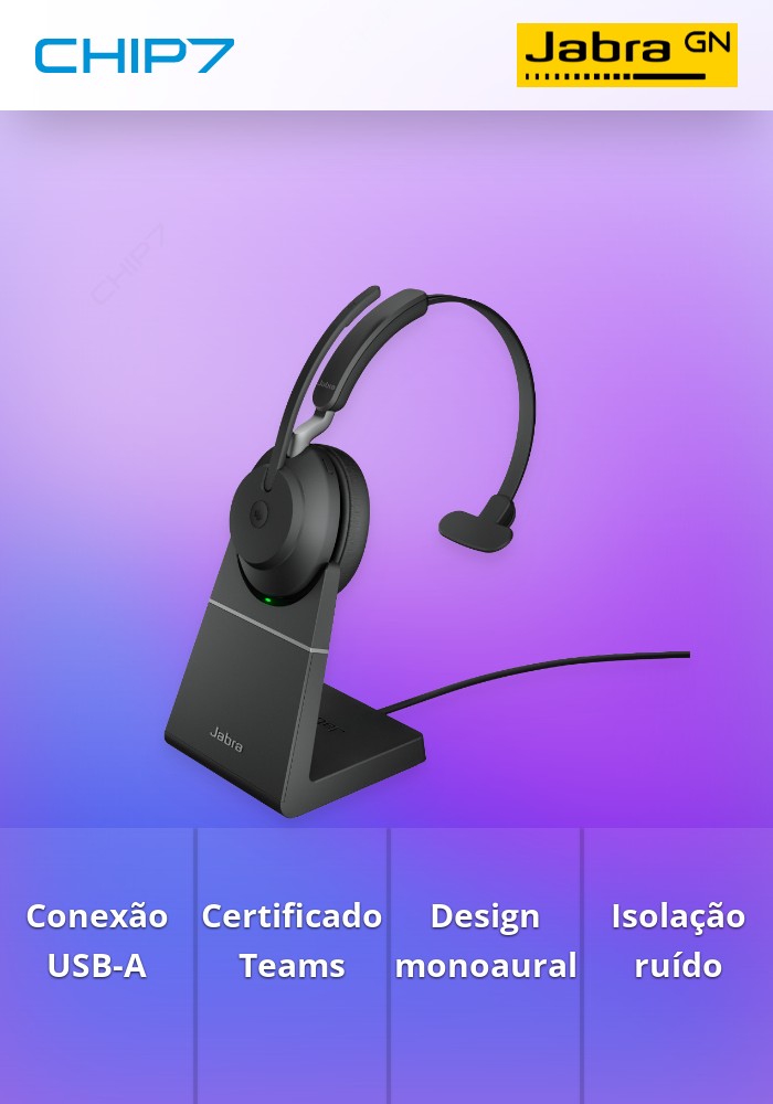 Headset USB-A Jabra Evolve2 65 MS Mono (26599-899-989)