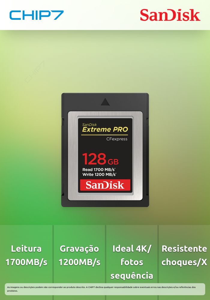 128GB SanDisk Extreme Pro CFexpress Cartão de memória flash