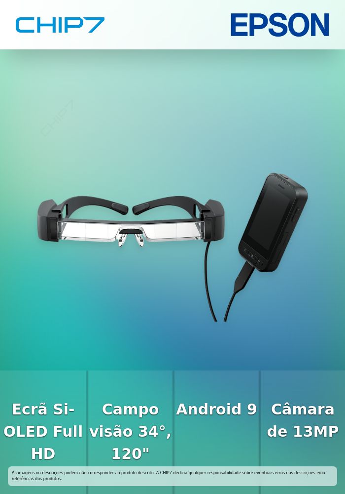Óculos inteligentes Epson Moverio BT-40S 3D 64GB Wi-Fi 5 Bluetooth 13MP 95g