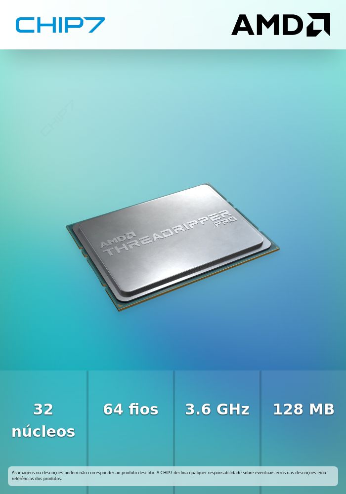AMD Ryzen ThreadRipper PRO 5975WX - 3.6 GHz - 32 núcleos - 64 fios - 128 MB cache - Socket sWRX8 - PIB/WOF