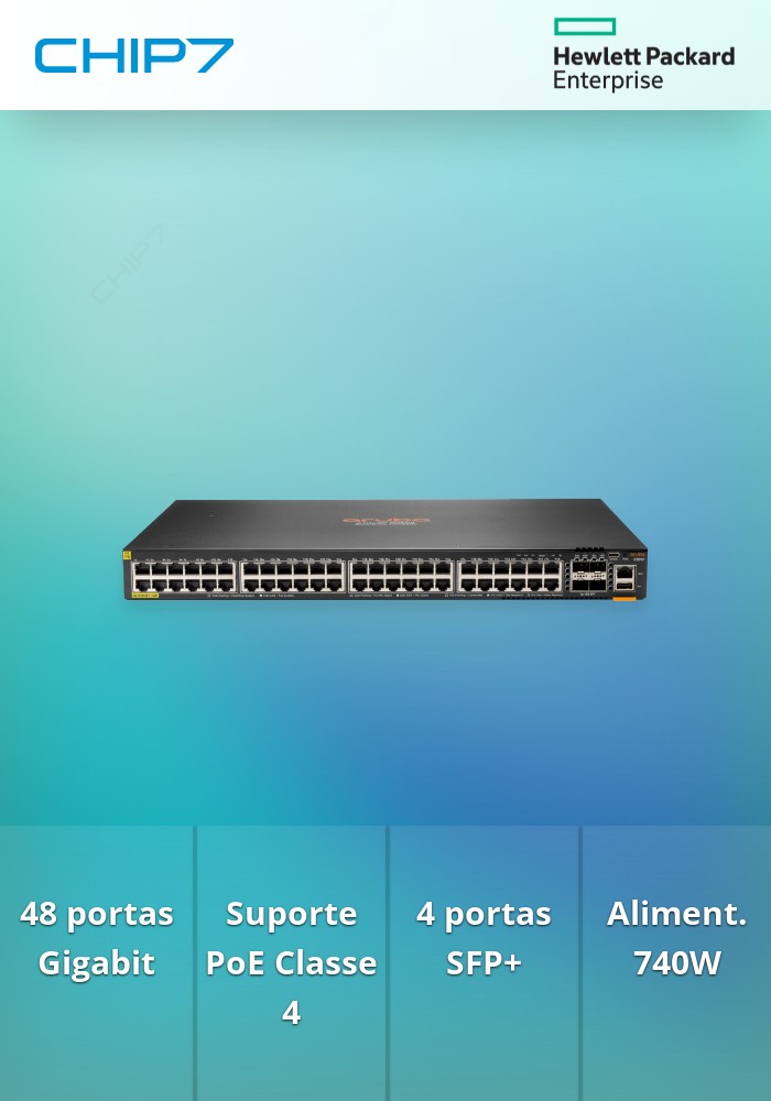Switch HPE Aruba Networking CX 6200F 48G Class4 PoE 4SFP+ 740W
