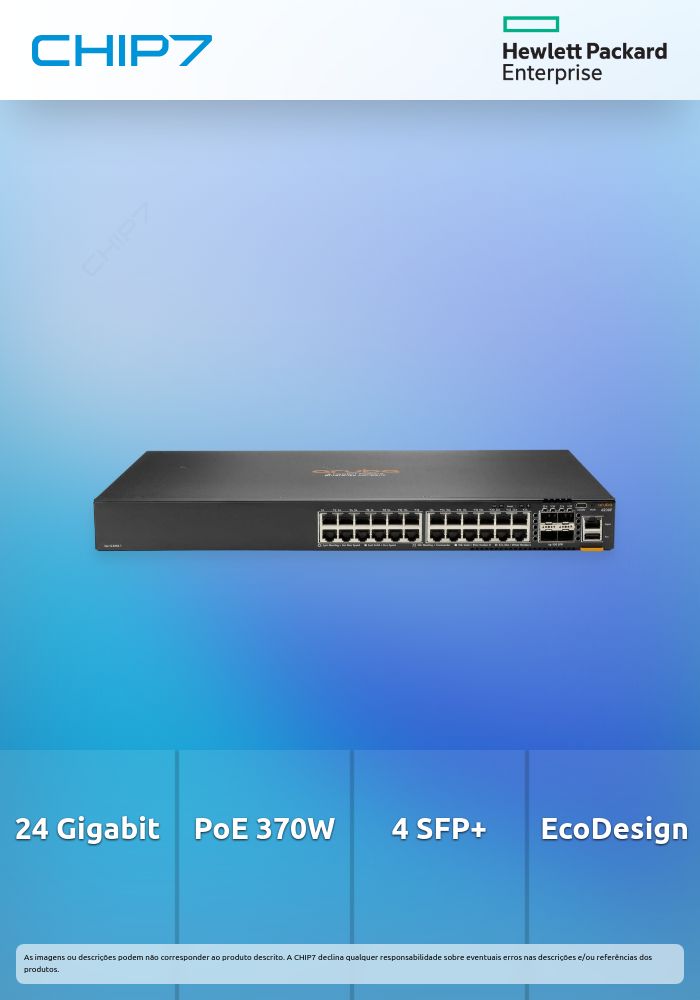 Switch HPE Aruba 6200F 24G Class4 PoE 4SFP+ 370W