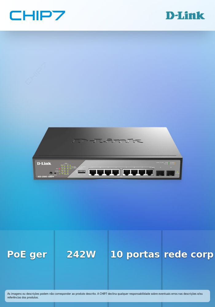 Switch D-Link DSS 200G-10MPP Gerenciada PoE 242W