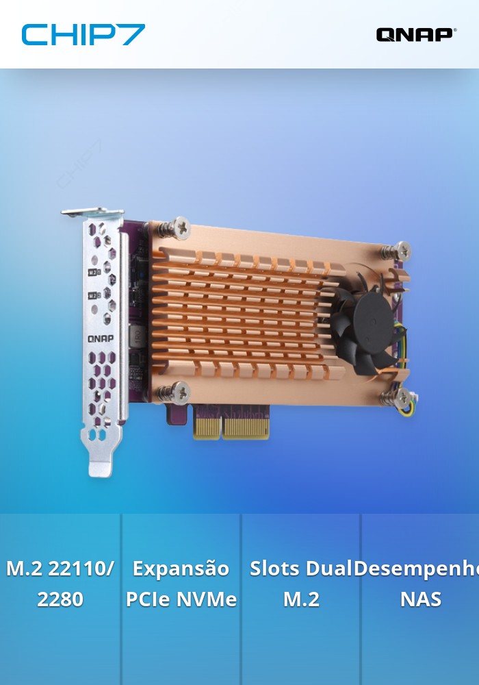 Placa de Expansão QNAP QM2 SSD PCIe NVMe Dual M.2 22110/2280