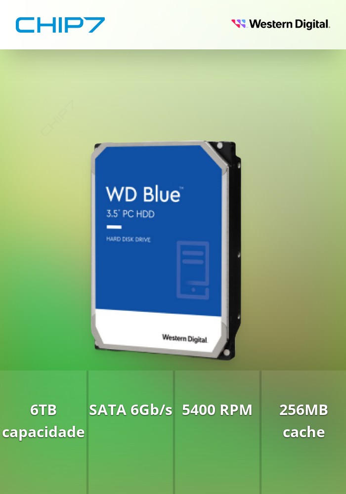 6TB HDD Disco Interno Western Digital Blue WD60EZAX 3.5