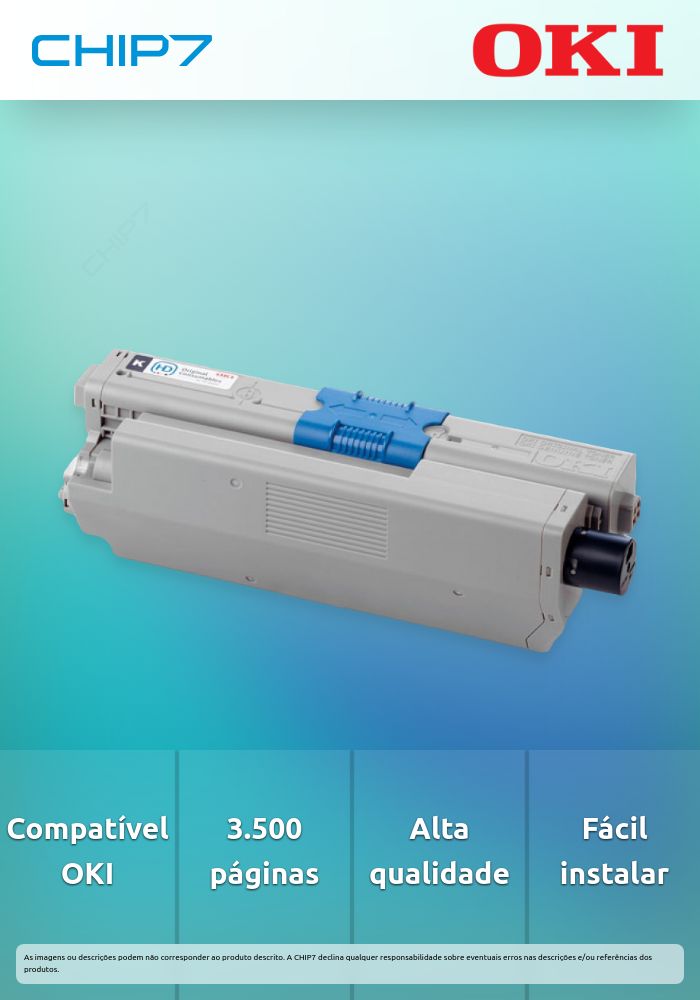 Toner OKI Preto 3,5k - C310/C330/C510/C530/MC351/MC352/MC361/MC362/MC561/MC562