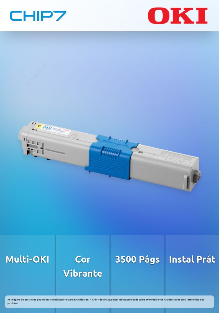 Toner OKI Amarelo 3,5k - C310/C330/C510/C530/MC351/MC352/MC361/MC362/MC561/MC562
