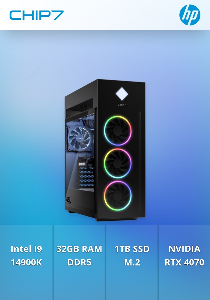Computador HP OMEN 45L - I9 14900K / 32GB RAM / 1TB SSD / RTX 4070 / Windows 11 - GT22-2004np