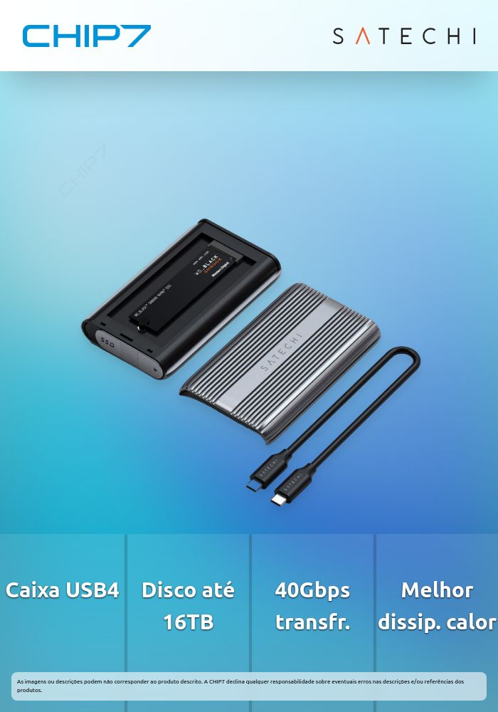 Caixa Externa M.2 Satechi USB-C USB4 NVMe SSD Pro Enclosure NVMe