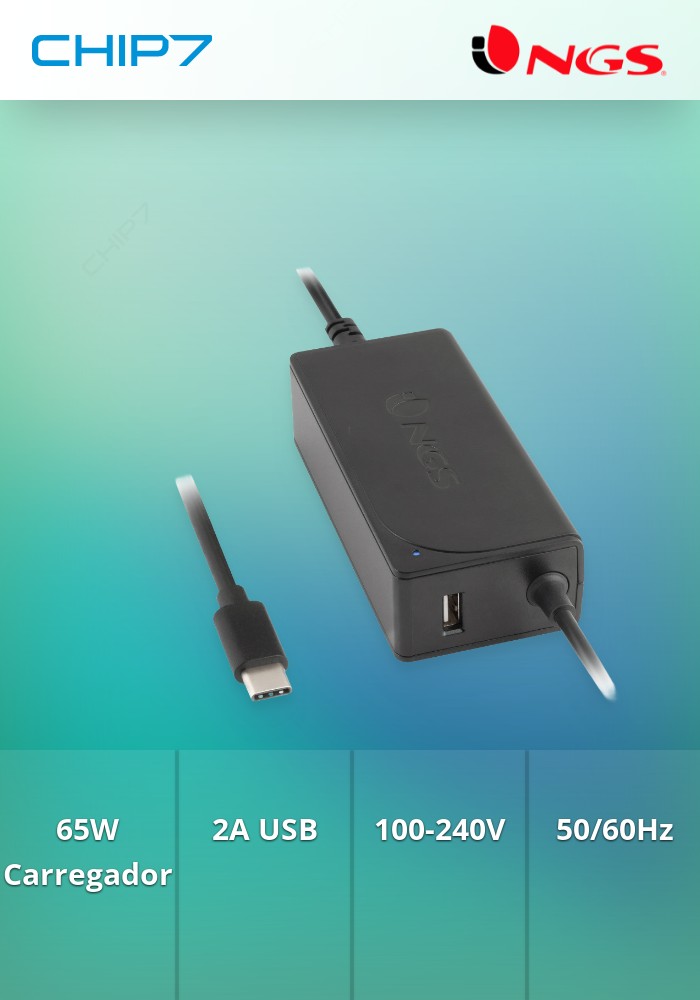 Carregador NGS de 65W Universal Tipo C - USB 20V/3.25A