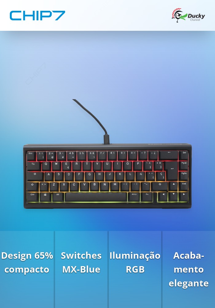 Teclado Ducky Tinker65 65% RGB Black MX-Blue (ES)