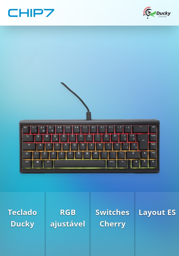 Teclado Ducky Tinker65 65% RGB Black MX-Brown(ES)