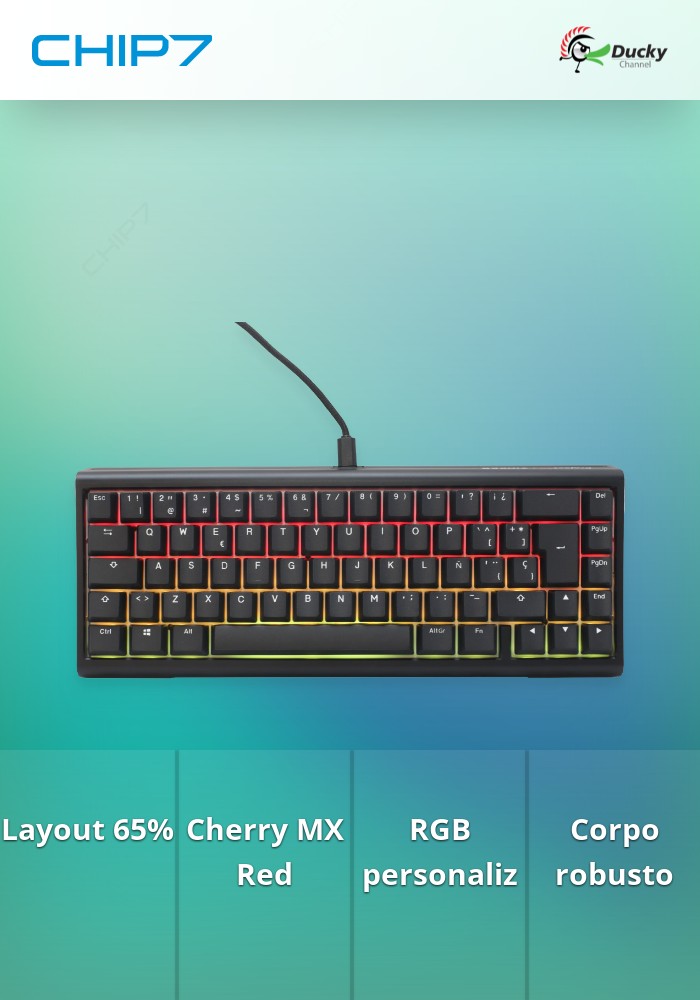 Teclado Ducky Tinker65 65% RGB Black MX-Red (ES)