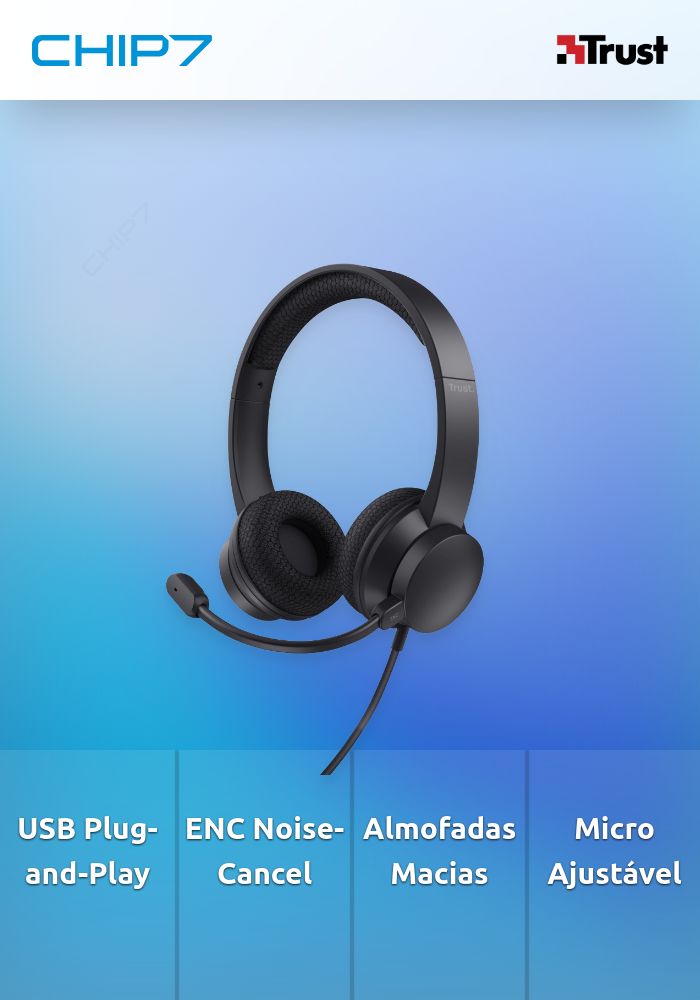 Headset Trust 260 USB-ENC Preto