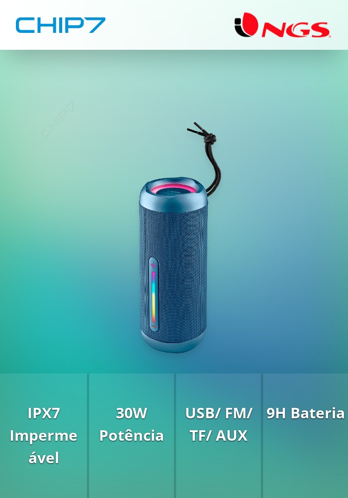 Coluna NGS Roller Furia 2 IPX7 30W Azul