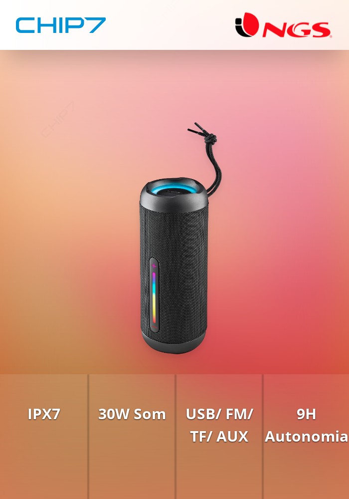 Coluna NGS Roller Furia 2 IPX7 30W Preta