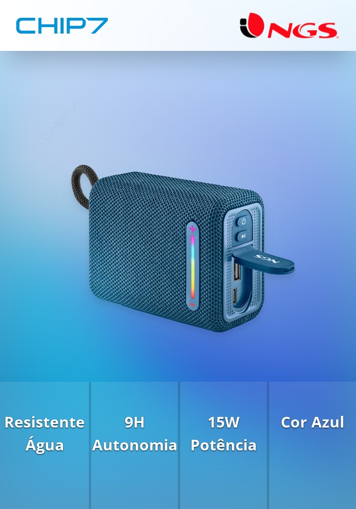 Coluna NGS Roller Furia 1 IPX6 15W Azul
